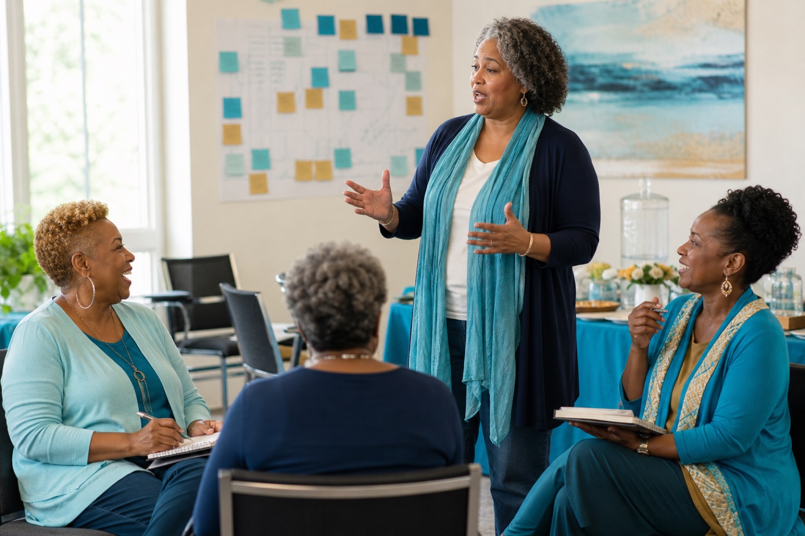 Women ages 50 to 59 sharing vision and strengthening other leaders