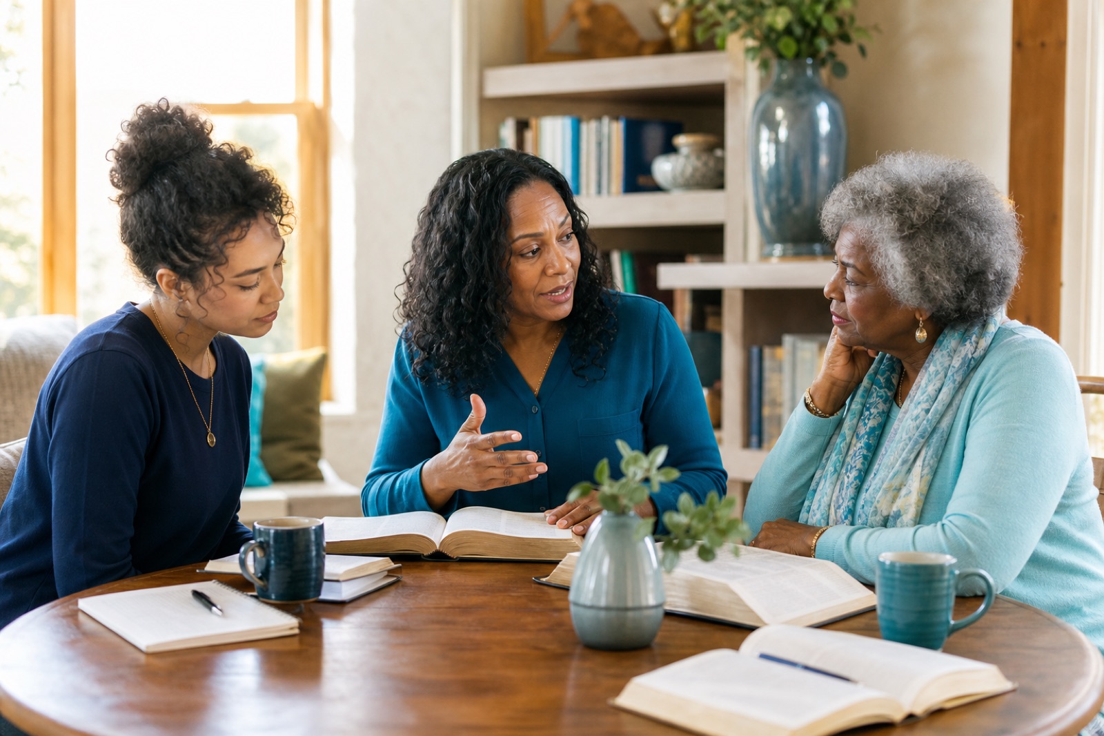 Women studying Scripture together around a table